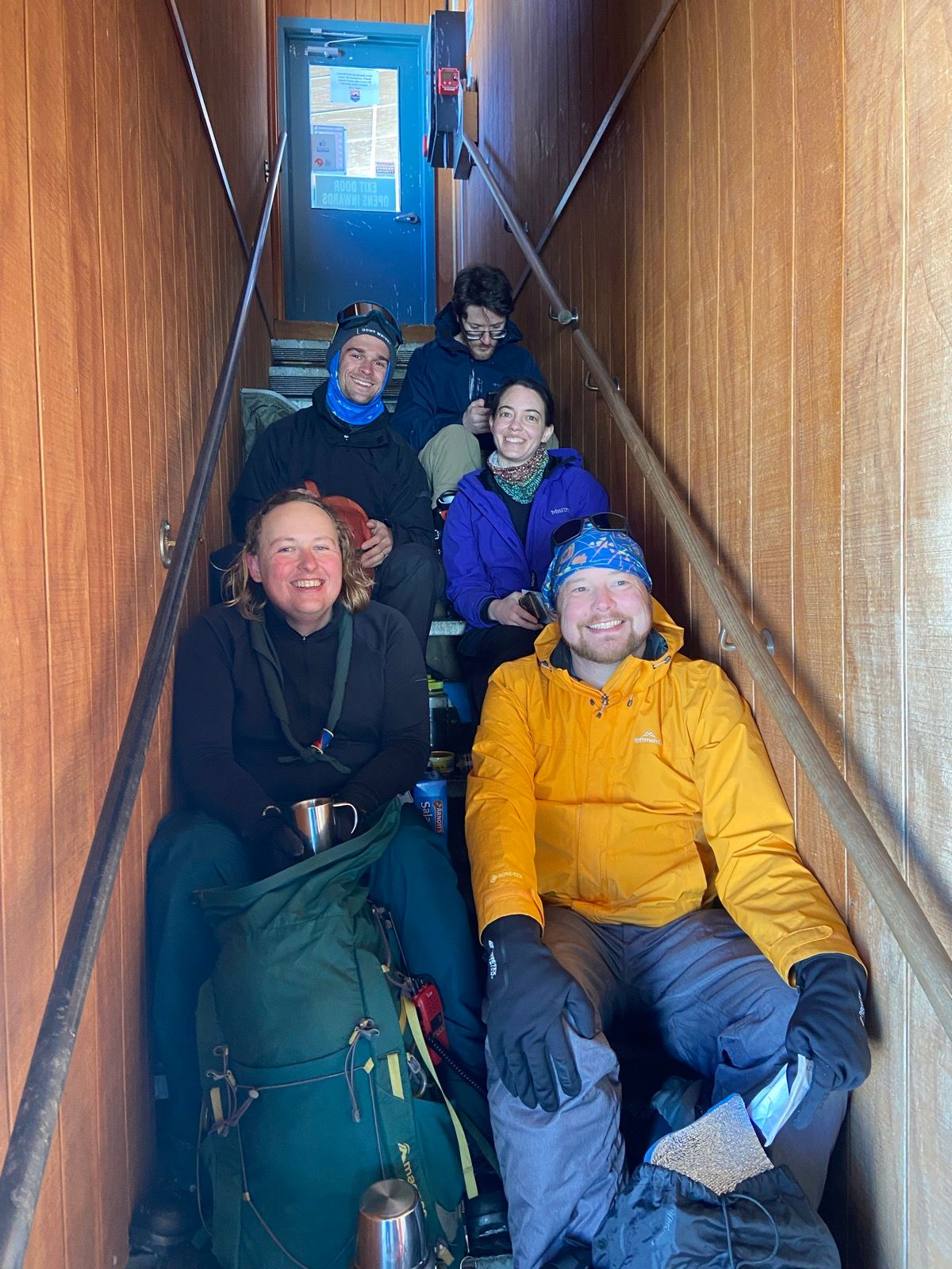 Cute lunchtime huddled on the stairs